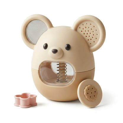 Hieankd™ Cute Bear Flour Sifter and Cocoa Duster - Spring-Loaded Powdered Sugar Shaker with Dual-Sided Mesh & Hole Dispenser, Mess-Free Handheld Baking Tool for Cakes, Cookies, Latte Art, and Spices